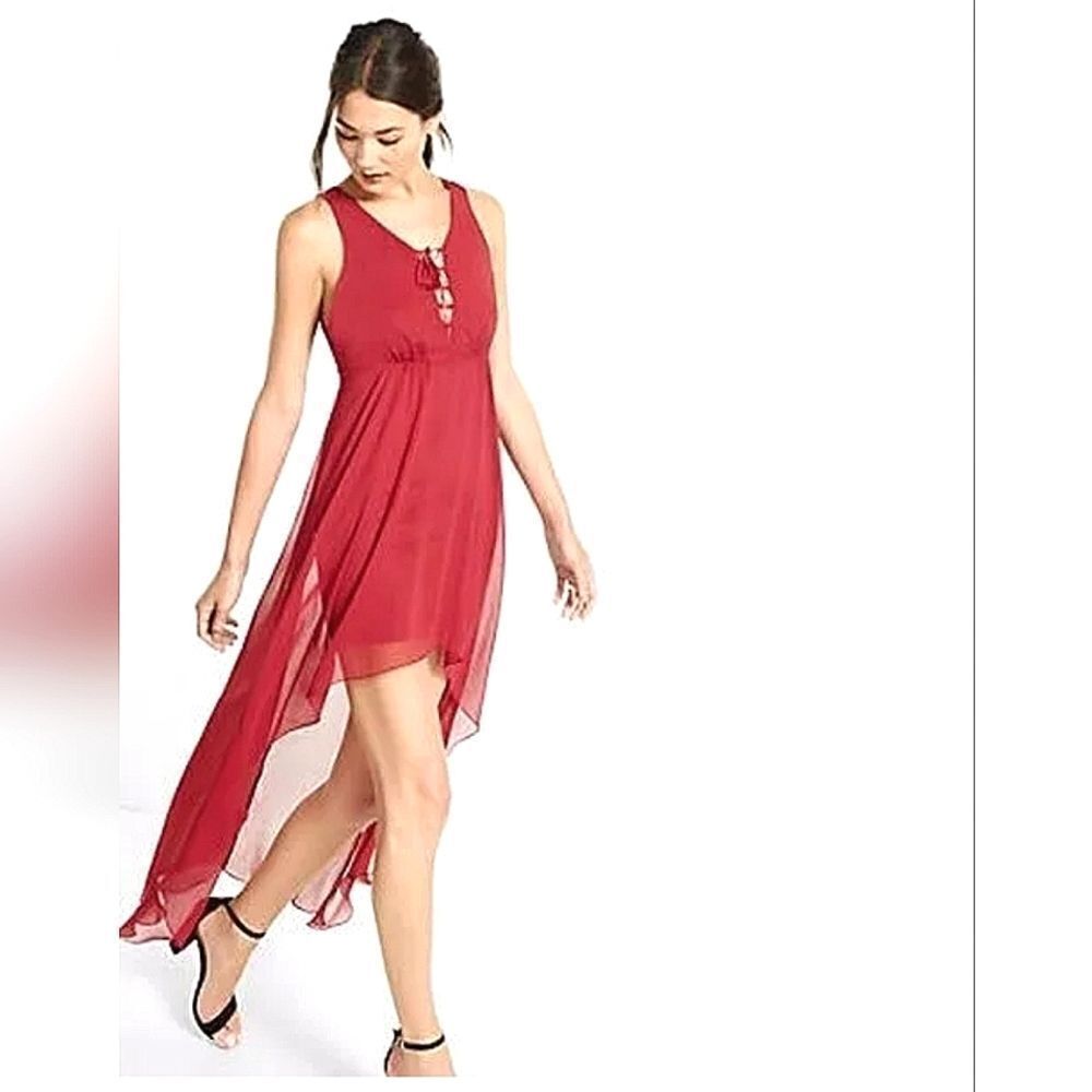 Express Red Asymmetrical Maxi Dress
